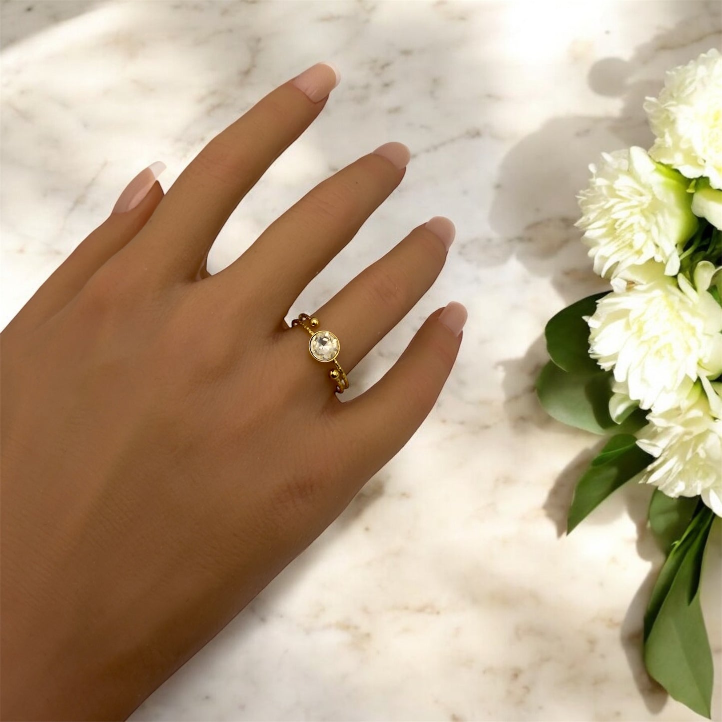 Bague Vancouver ajustable en acier inoxydable doré.