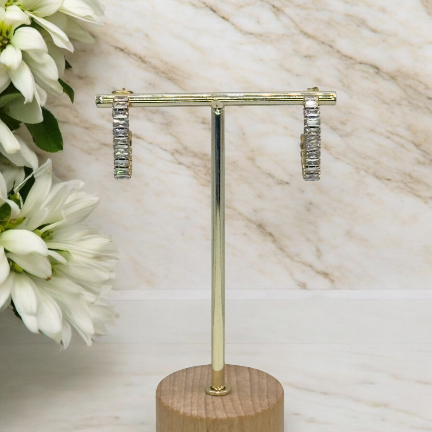 Boucles d’oreilles Las Vegas en acier inoxydable doré.