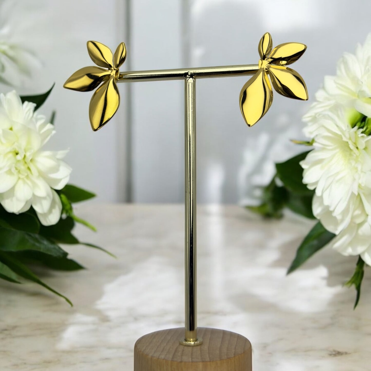 Boucles d’oreilles Johannesburg en acier inoxydable doré.