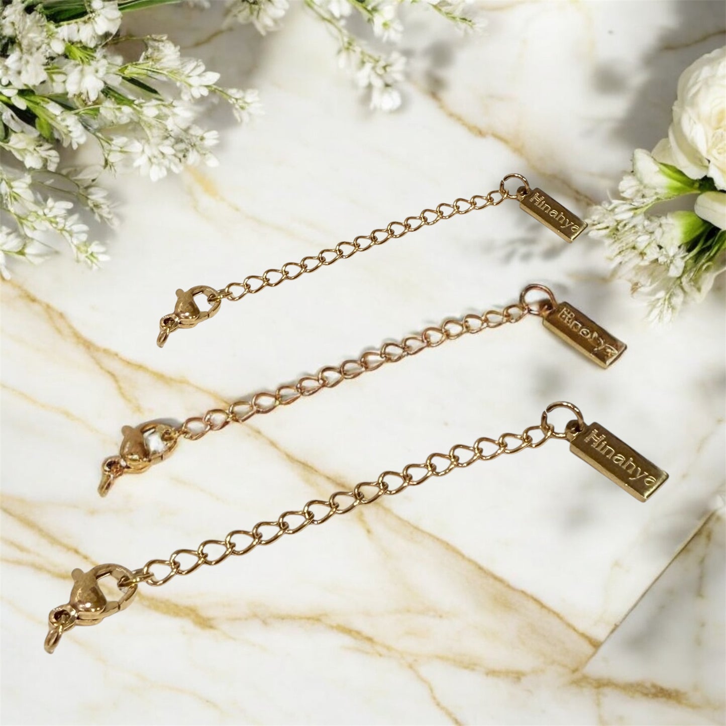 Chaîne d'extension pour collier en acier inoxydable doré