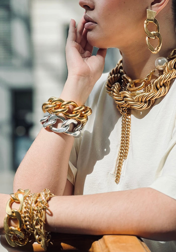 Collection de bijoux style haute couture en acier inoxydable