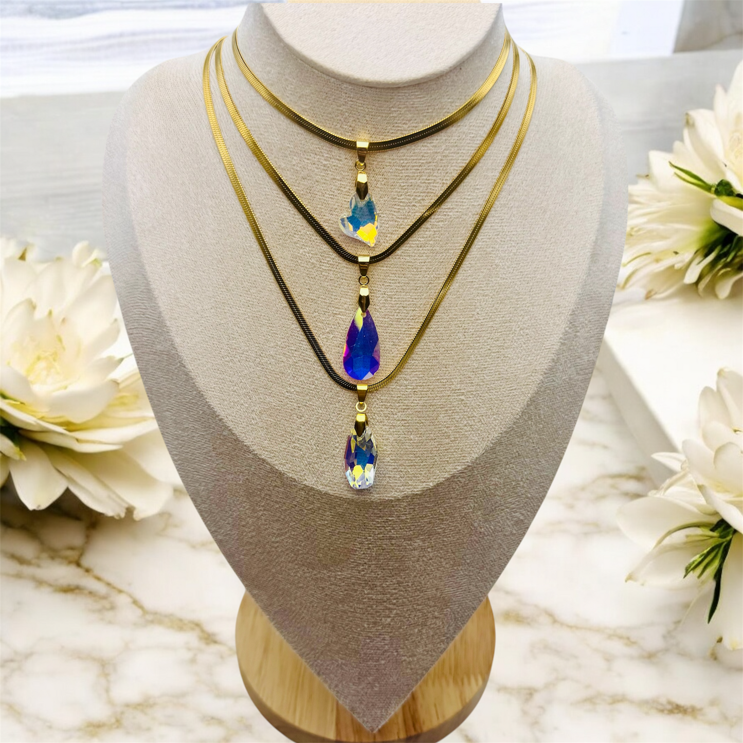 Collier Collection Tulsa en acier inoxydable doré.