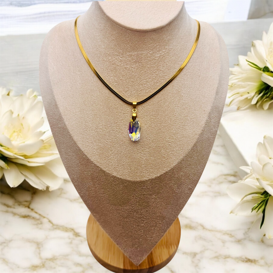 Collier Tulsa Ice en acier inoxydable doré.