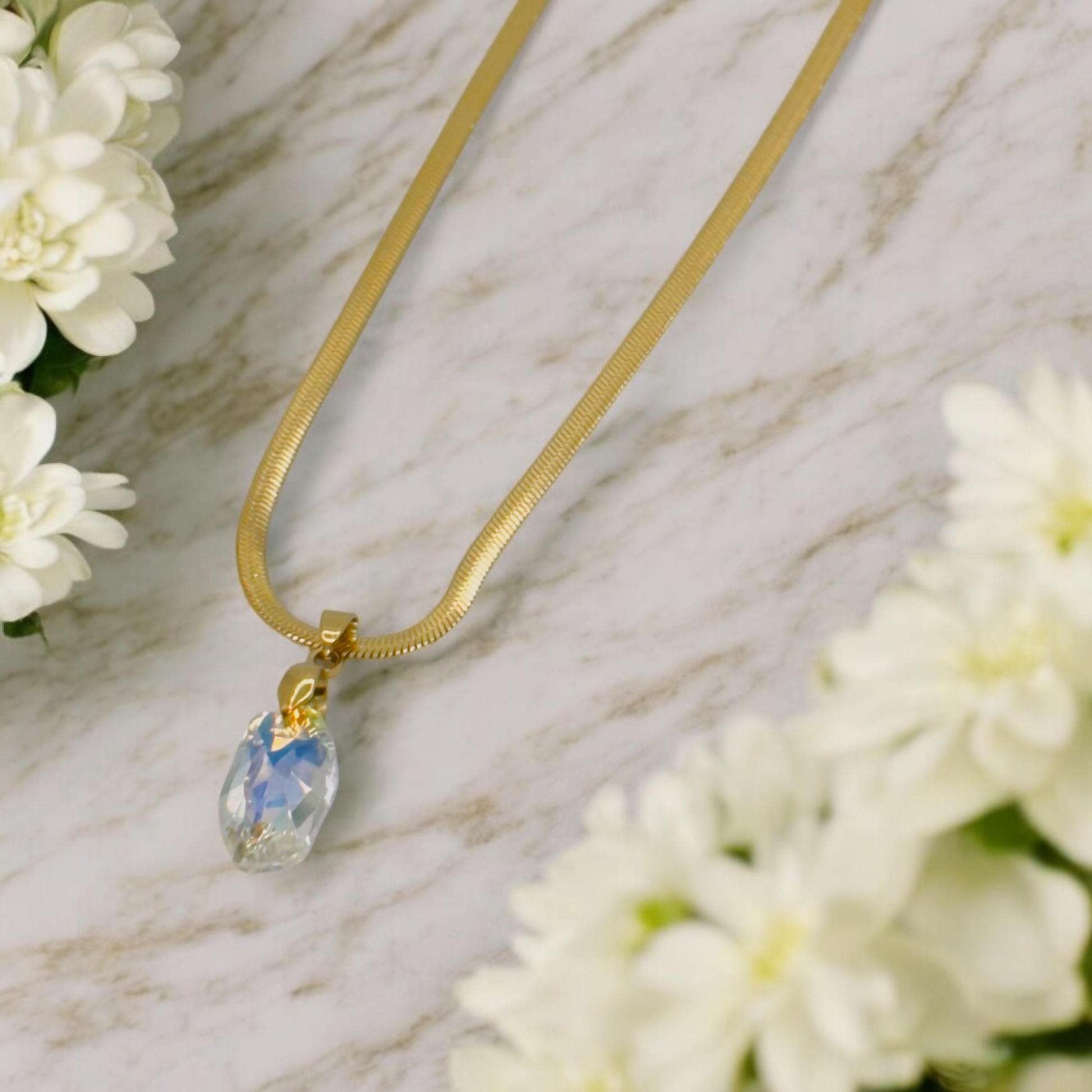 Collier Tulsa Ice en acier inoxydable doré.